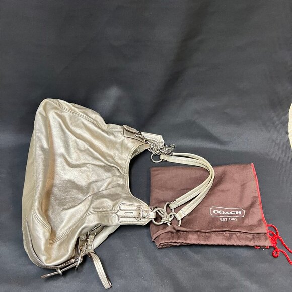 Coach Vintage Silver Soft Leather Satchel Purse Bag with Double Handle - Picture 12 of 12